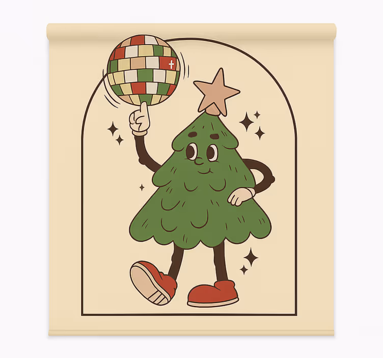 Pολό κουρτίνα για σαλόνι groovy disco tree - TenStickers
