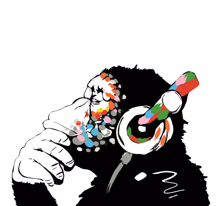 Ρολό κουρτίνα για σαλόνι mono banksy μουσική - TenStickers