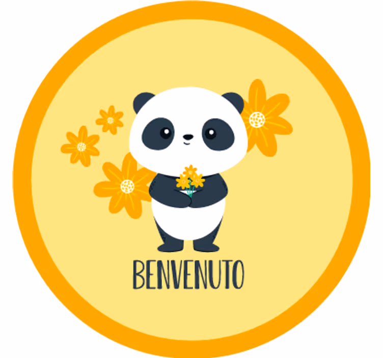 Kίτρινο ρολό κουρτίνας panda Καλώς ήρθες στο δωμάτιό μου - TenStickers