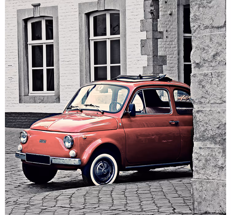 Ρολό κουρτίνα για σαλόνι vintage παλιό fiat 500 - TenStickers