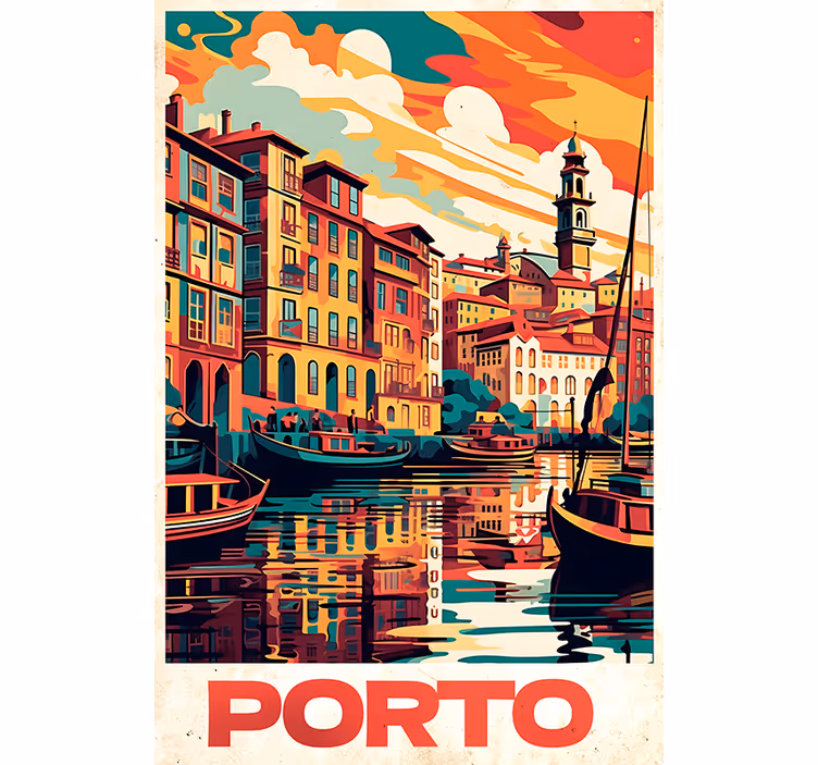 Ρολό στόρι με vintage μοτίβο αφίσα oporto - TenStickers