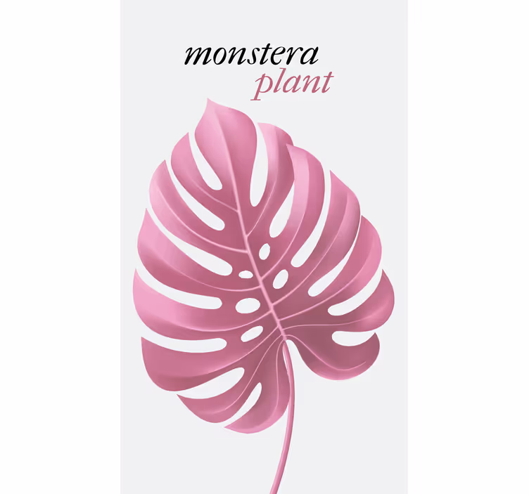 Pολό στόρι με λουλούδια και φυτά ροζ φυτό monstera - TenStickers