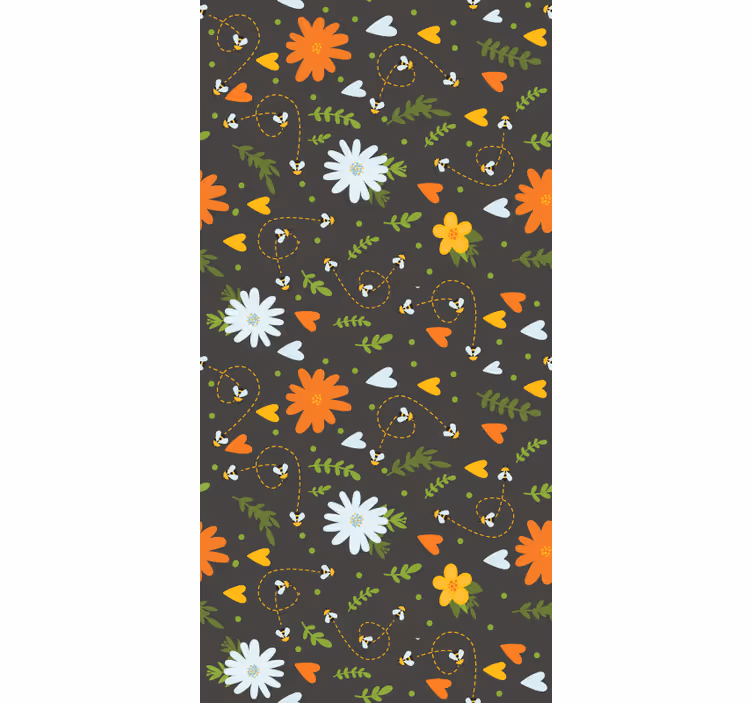 Pολό στόρι με λουλούδια και φυτά μοτίβο μελισσών - TenStickers