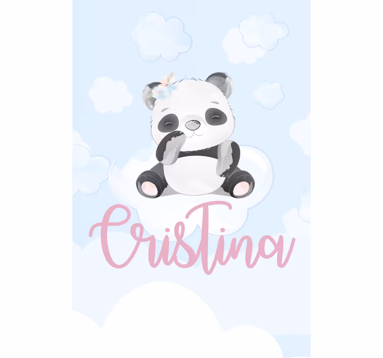 Pολό για παιδιά μωρό panda κάθεται με το όνομα - TenStickers