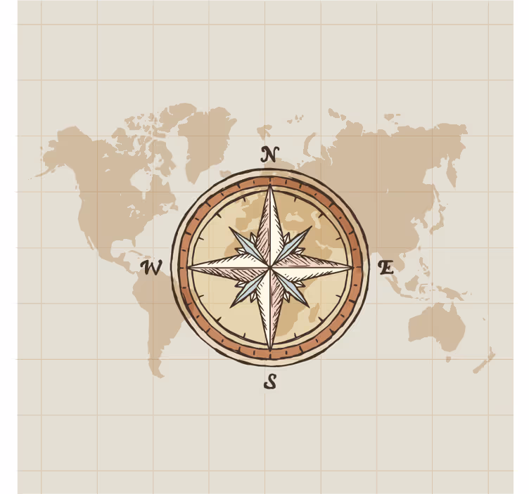 Vintage world map curtain with compass - TenStickers