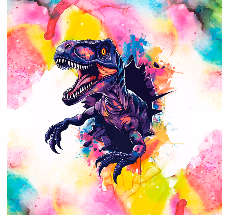 Πολό στόρι δεινόσαυρου κορεσμένα χρώματα velociraptor - TenStickers