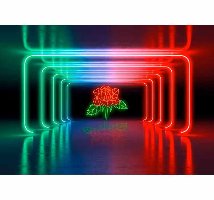 τοιχογραφία τρισδιάστατου εφέ neon rose - TenStickers