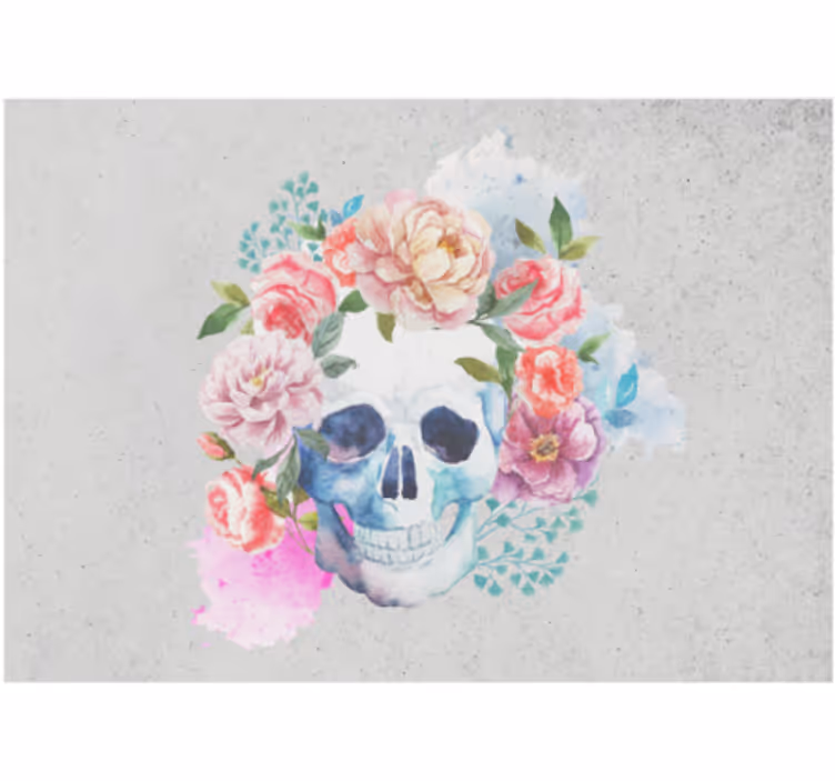 Ζωικά τοιχογραφίες floral τέχνη κρανίου - TenStickers