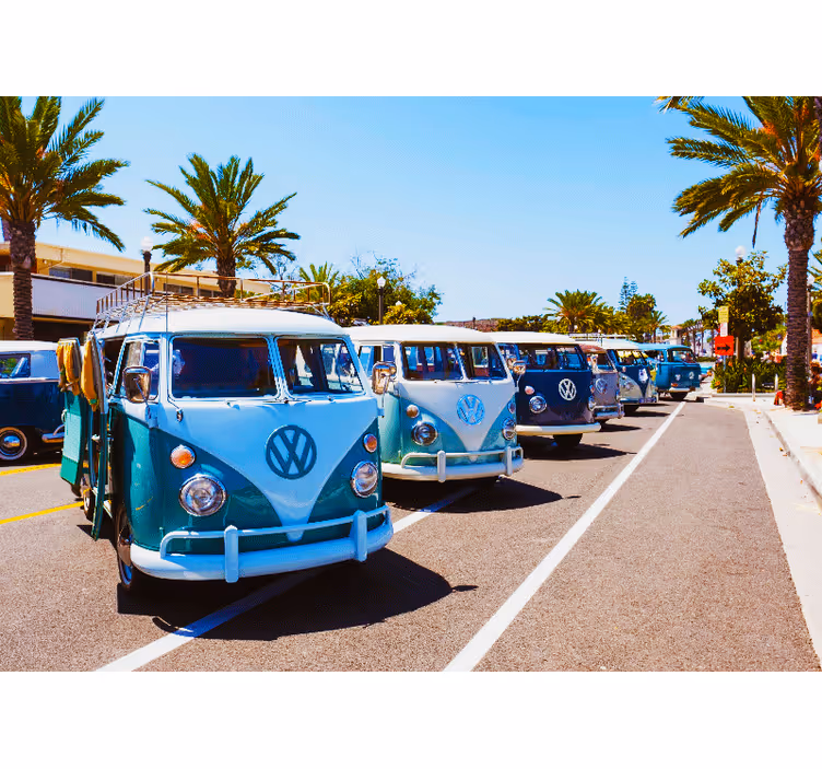 Φωτοταπετσαρία με οχήματα κλασικά volkswagen vans - TenStickers