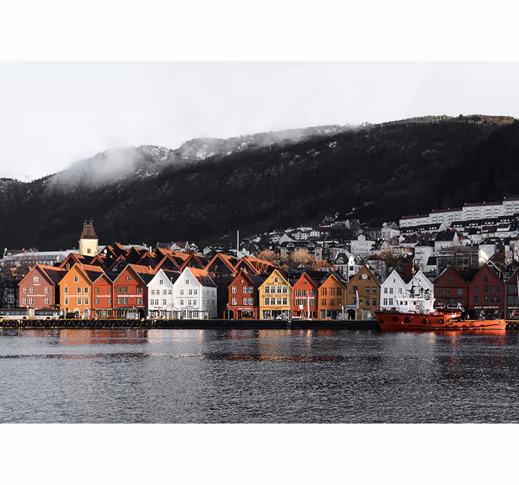 Bergen norway στη χειμερινή τοιχογραφία του τοίχου - TenStickers