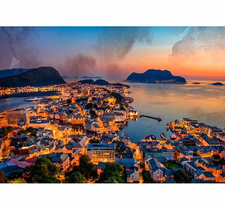 Τοιχογραφία τοίχου χιονιού της πόλης Ålesund - TenStickers