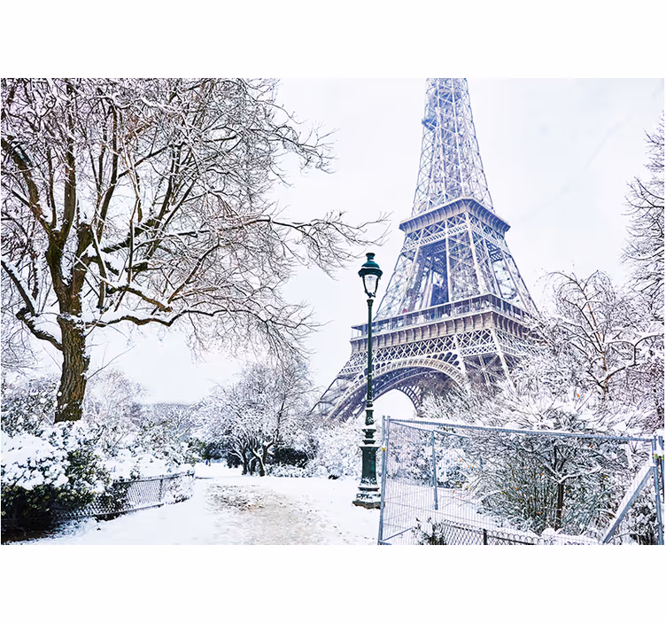 Φωτοταπετσαρία Παρισιού Πύργος του Άιφελ σε Χιόνι - TenStickers