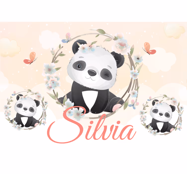 χαριτωμένα ζώα panda με τοιχογραφίες τοίχου για παιδιά - TenStickers