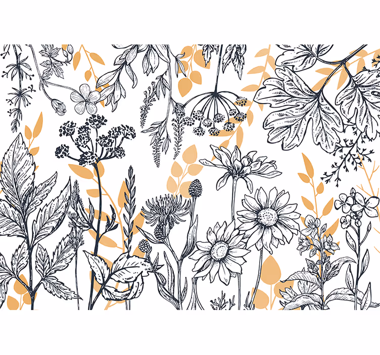 Παραλλαγή "glamour floral" με χρυσή τοιχογραφία - TenStickers