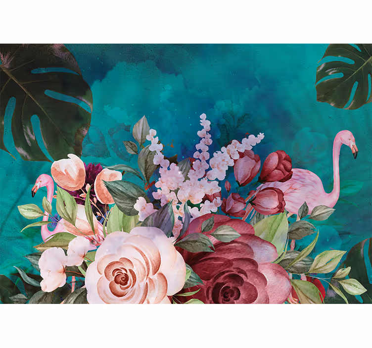 Φωτοταπετσαρία με λουλούδια flamingo floral display - TenStickers