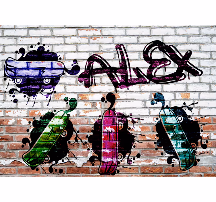 έγχρωμες τοιχογραφίες έφηβων skateboards - TenStickers