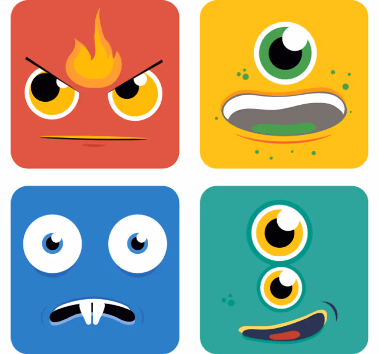 Σουβέρ τέρας με πολύχρωμα πρόσωπα τεράτων - TenStickers