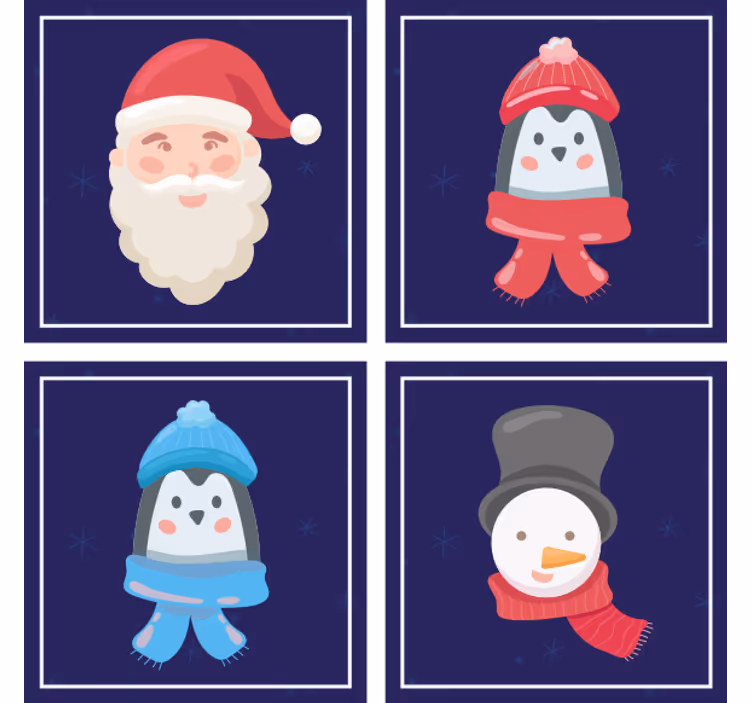 Santa, πιγκουίνους και χιονάνθρωπος χριστουγεννιάτικο λούστρο - TenStickers