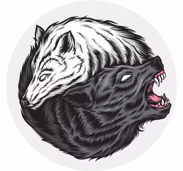 Yin yang λύκος εικονογράφηση Απόκριες κόστερ - TenStickers