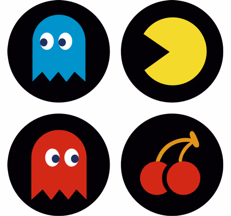 Pac man game set geek σουβέρ - TenStickers