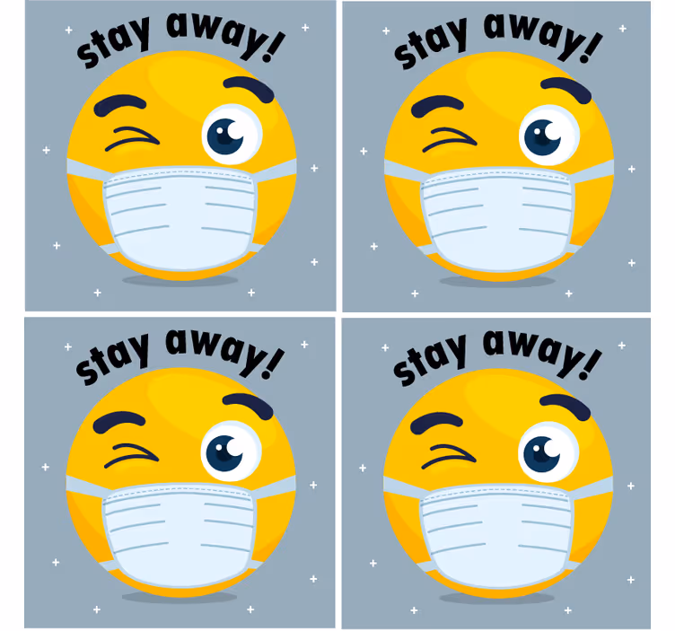 μείνετε μακριά με μάσκα προσώπου emoji περισσότερα σουβέρ - TenStickers