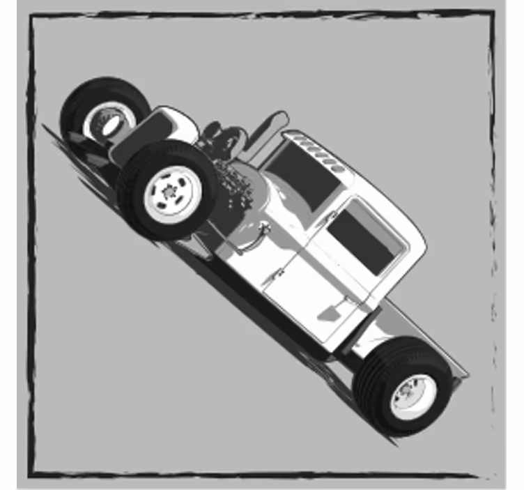 παλιό αυτοκίνητο σε λευκό και μαύρο vintage coaster - TenStickers