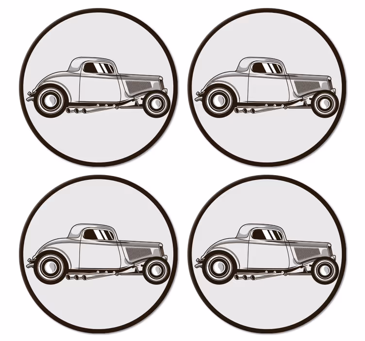 λευκό κομψό vintage coaster αυτοκινήτου - TenStickers