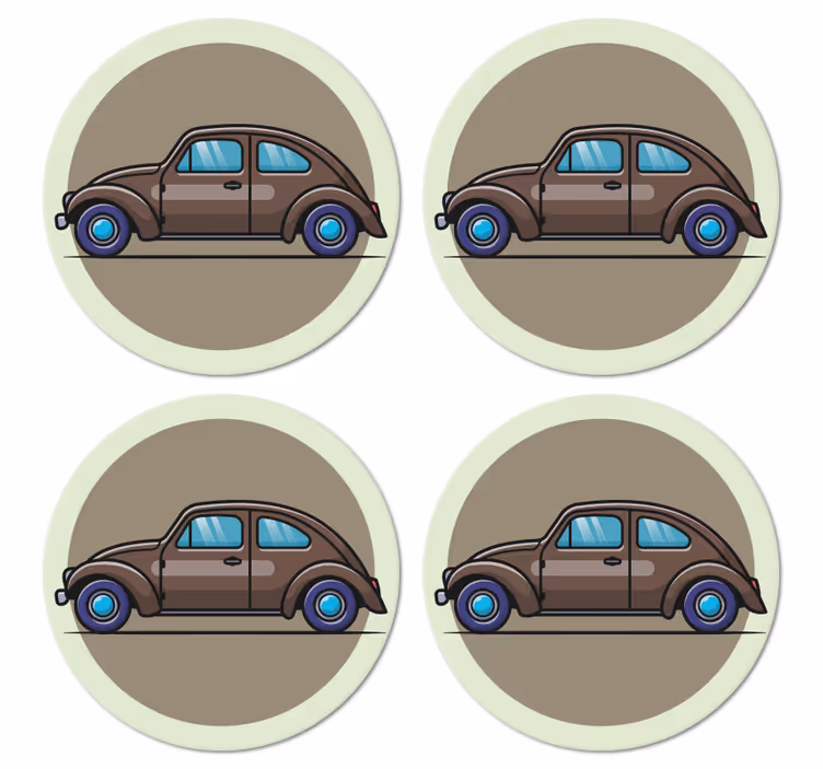 σκαθάρι κινουμένων σχεδίων αυτοκίνητο vintage coaster - TenStickers