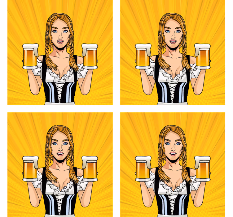 Oktoberfest κορίτσι που τρέχει πατάκια μπύρας - TenStickers
