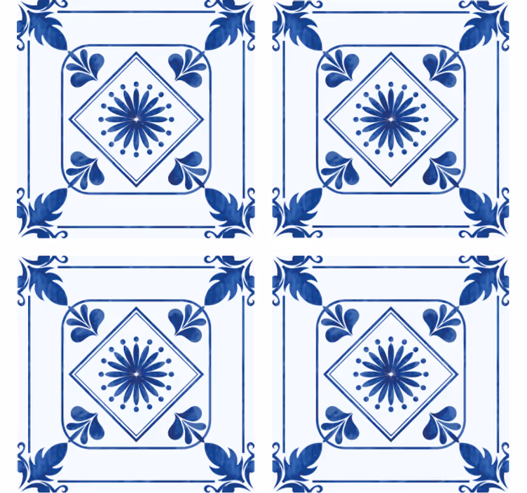 μπλε φύλλα πλακάκια βινυλίου ποτά σουβέρ - TenStickers