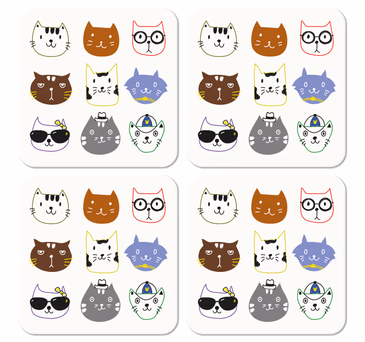 χαριτωμένες πολύχρωμες αστείες γάτες geek coasters - TenStickers