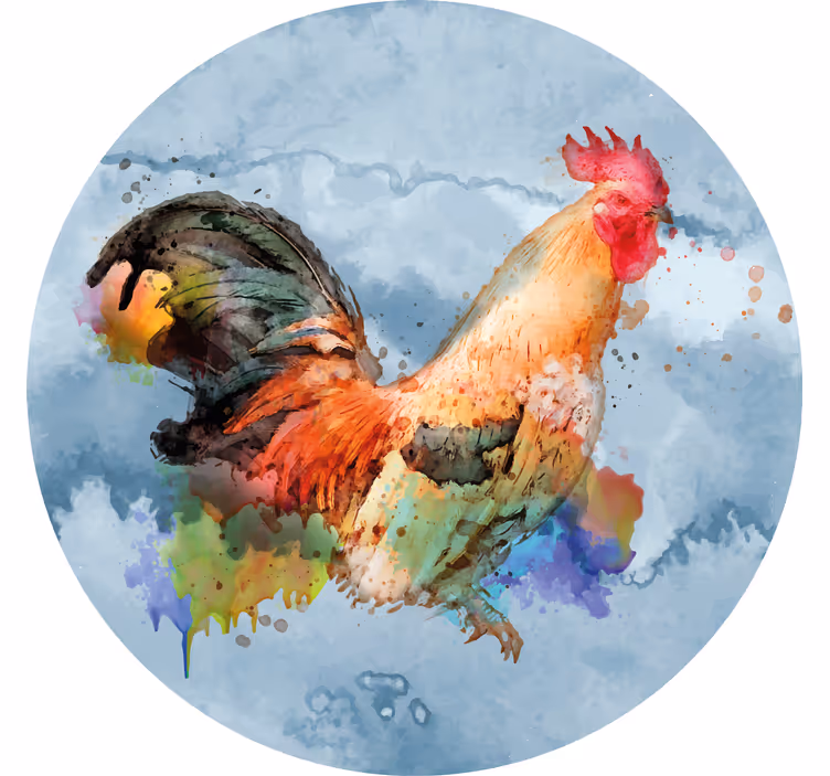 ζωγραφισμένος κόκορας σε ακουαρέλα υφή coaster - TenStickers