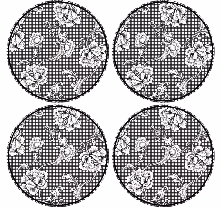 Vintage gingham μοτίβο vintage coaster - TenStickers