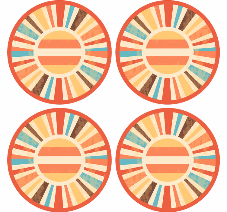 πολύχρωμο ρετρό ακτίνες του ήλιου vintage coaster - TenStickers