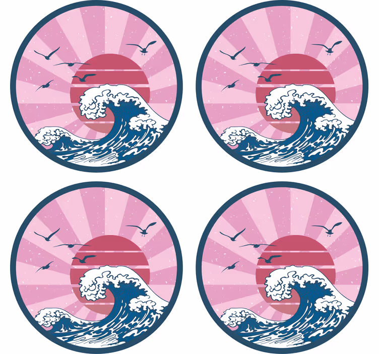 το υπέροχο ροζ ρετρό κύμα vintage coaster - TenStickers