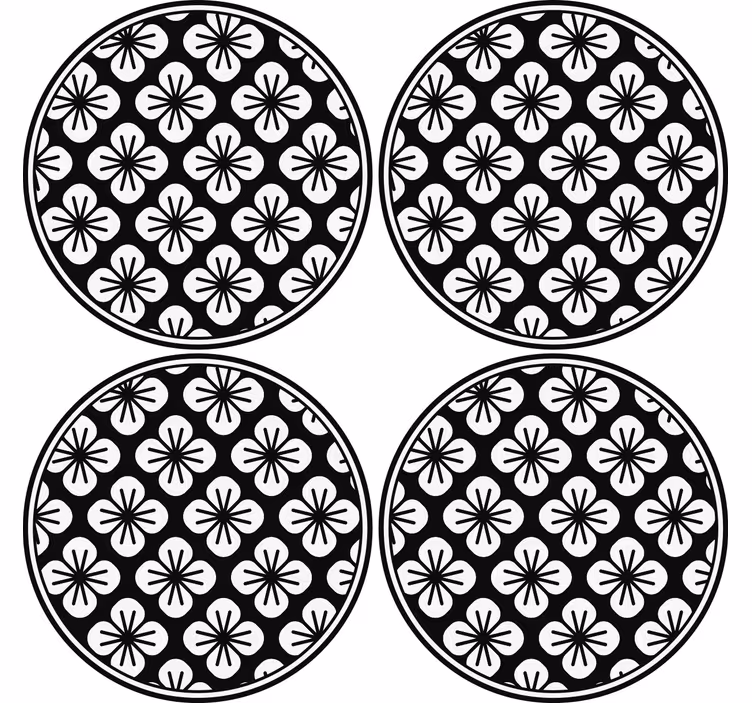 ασπρόμαυρο τριαντάφυλλο σχεδιασμός vintage coaster - TenStickers