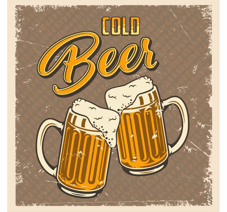 κρύα μπύρα ρετρό βρώμικο αποτέλεσμα vintage coaster - TenStickers