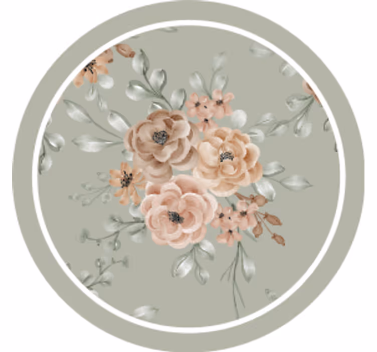 γκρι φόντο με λουλούδια vintage coaster - TenStickers
