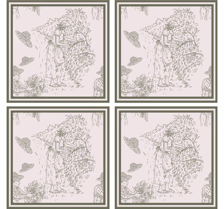 γαλλικό vintage μοτίβο σε πράσινο σουβέρ - TenStickers