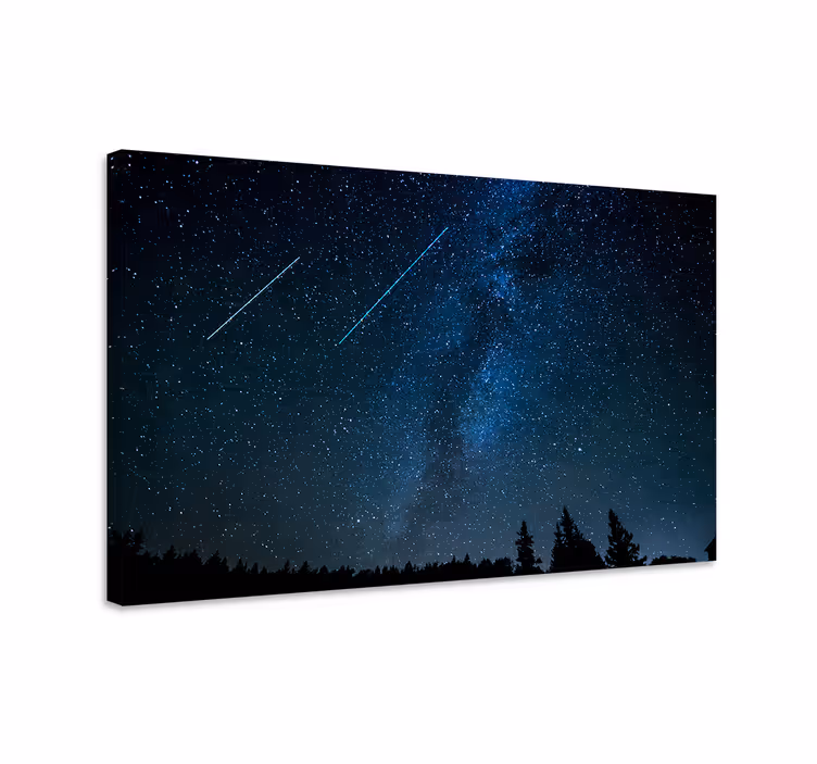Μπλε πίνακας με όμορφο τοπίο με shooting stars - TenStickers