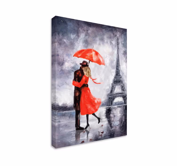 εκτύπωση καμβά personor enamorados torre eiffel - TenStickers