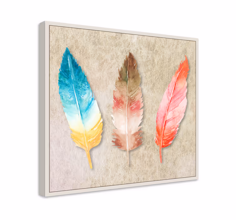 Plumas pintadas de acuarela καμβά τοίχου - TenStickers