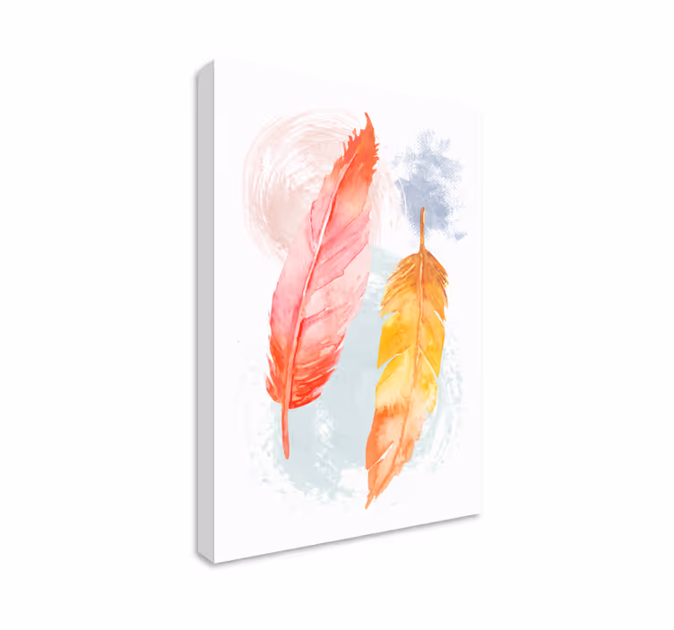 Pluma colorida invertidas καμβά τοίχου - TenStickers