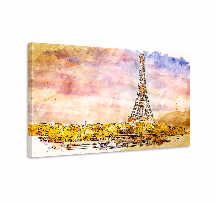 Ciudades atardecer en parís εκτυπώσεις σε καμβά της πόλης - TenStickers