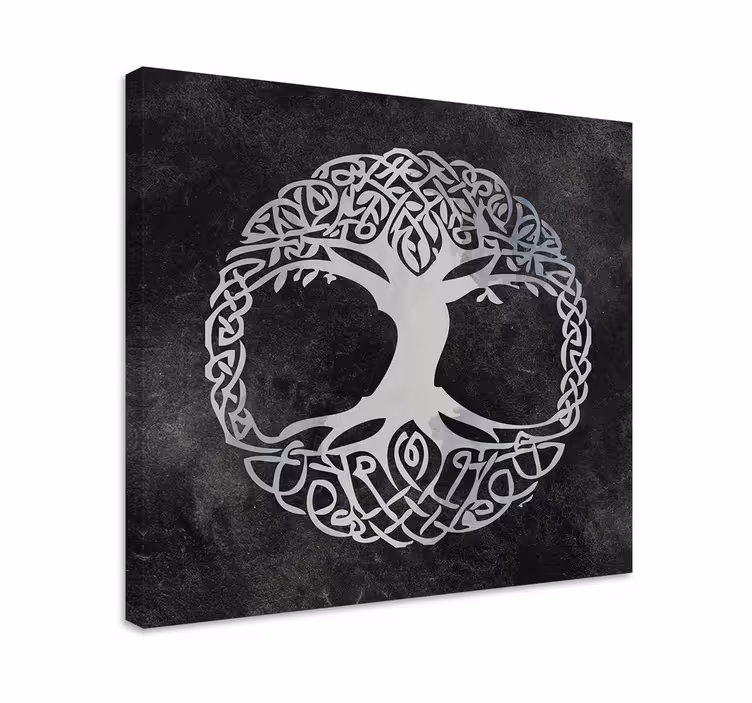 μαύρο και άσπρο δέντρο της τέχνης wall art καμβά - TenStickers