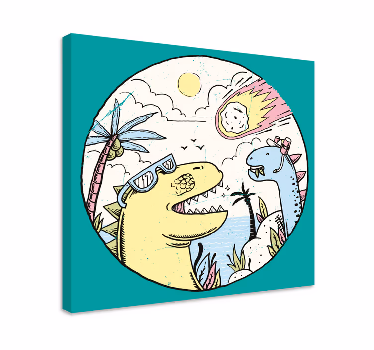 Δεινόσαυρος καμβάς ζωγραφικής Δεινόσαυροι σε περιπέτεια - TenStickers