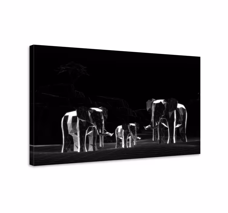γκρι ελέφαντες 3d εφέ ελέφαντα καμβά - TenStickers