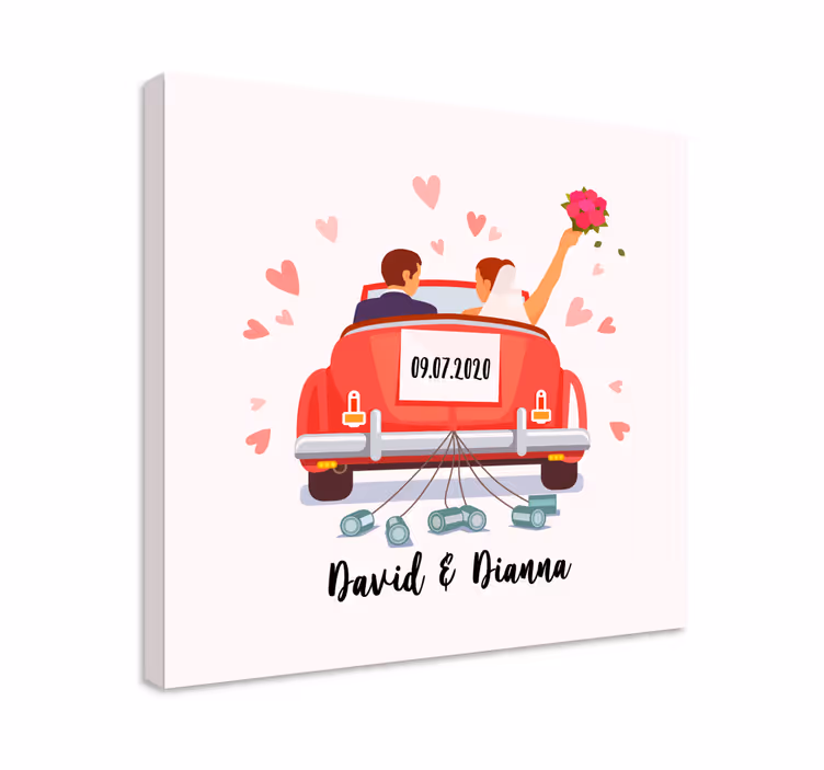 Coche boda εξατομικευμένος γάμος καμβάς - TenStickers