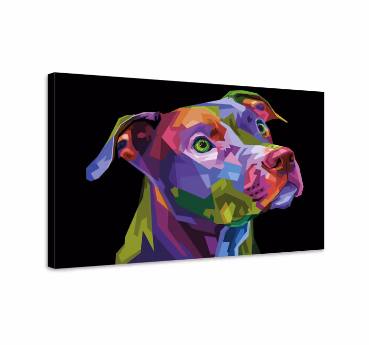 πολύχρωμες μοντέρνες εκτυπώσεις σε καμβά σκυλιών pitbull - TenStickers