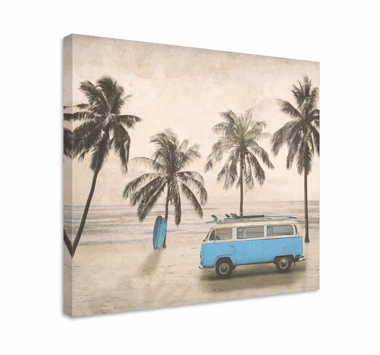 παλάμη με εκτυπώσεις τοίχου υπνοδωματίου surfer blue van - TenStickers